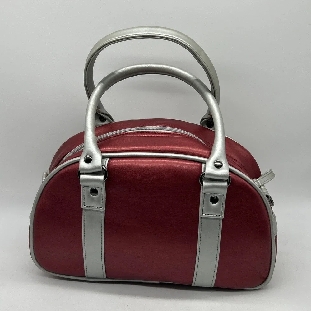 Elle Bowler Bag Faux Leather Purple Gray‎ Y2K Purse Retro Street Style